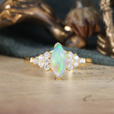1CT Marquise Cut 2 Prong Opal Cluster Engagement Anniversary Ring
